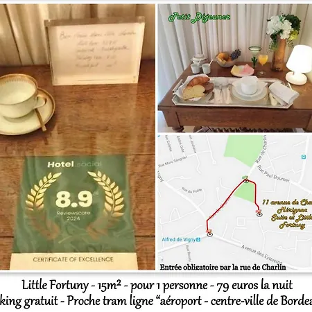 Bed & Breakfast Le Fortuny - 3 Suites, 2 Apparts, 1 - Proche Tram Ligne Aeroport Et Parking Gratuit Merignac (Gironde)