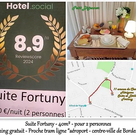 Le Fortuny - 3 Suites, 2 Apparts, 1 - Proche Tram Ligne Aeroport Et Parking Gratuit Bed & Breakfast 4*