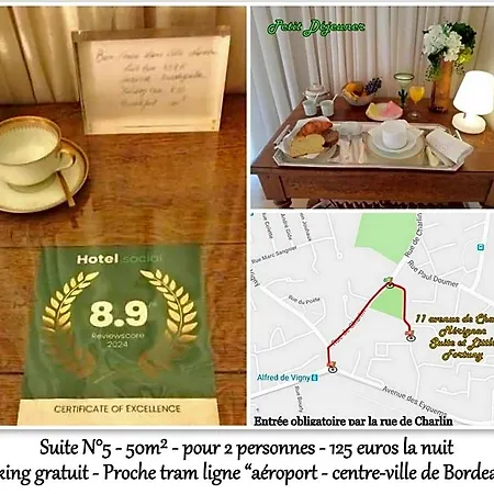 Le Fortuny - 3 Suites, 2 Apparts, 1 - Proche Tram Ligne Aeroport Et Parking Gratuit Bed & Breakfast 4*