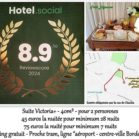 Bed & Breakfast Le Fortuny - 3 Suites, 2 Apparts, 1 - Proche Tram Ligne Aeroport Et Parking Gratuit Merignac (Gironde)